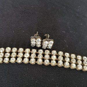 1940s Czechoslovakia Rhinestones bracelet earrings